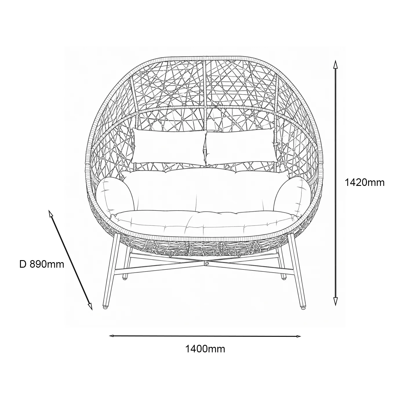 St Tropez Double Cocoon Chair - Image 3
